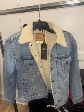Levi's Ex-Boyfriend Blue Denim Sherpa-Lined Trucker Jacket